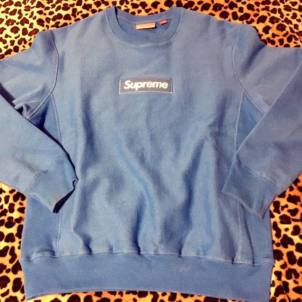 Supreme Box Logo Blue Crewneck Men's